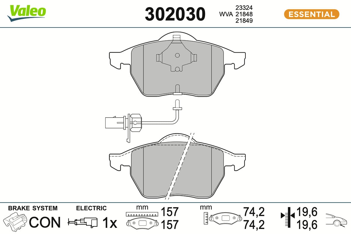 Jeu de 4 plaquettes de frein VALEO ref. 302030